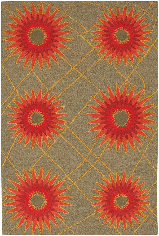 Chandra Daisa Dai12 Red / Orange / Yellow / Grey Floral / Country Area Rug