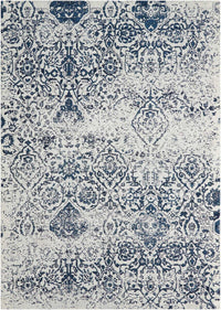 Nourison Damask Das06 Ivory / Navy Damask Area Rug