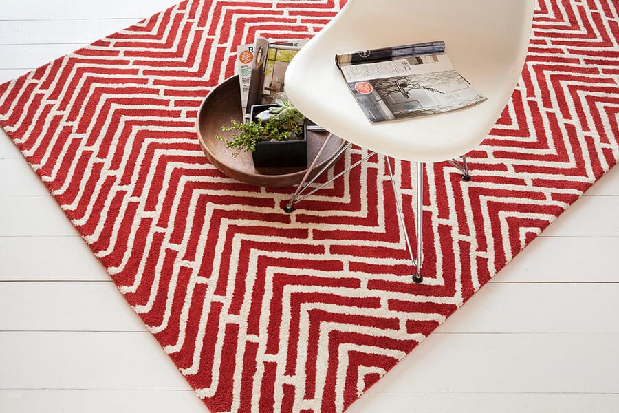 Chandra Davin Dav-25810 Red Chevron Area Rug