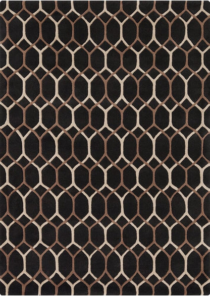 Chandra Davin Dav-25832 Black / Brown / Cream Geometric Area Rug