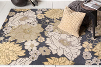 Chandra Davin Dav-25835 Black / Taupe / Yellow / Ivory Floral / Country Area Rug