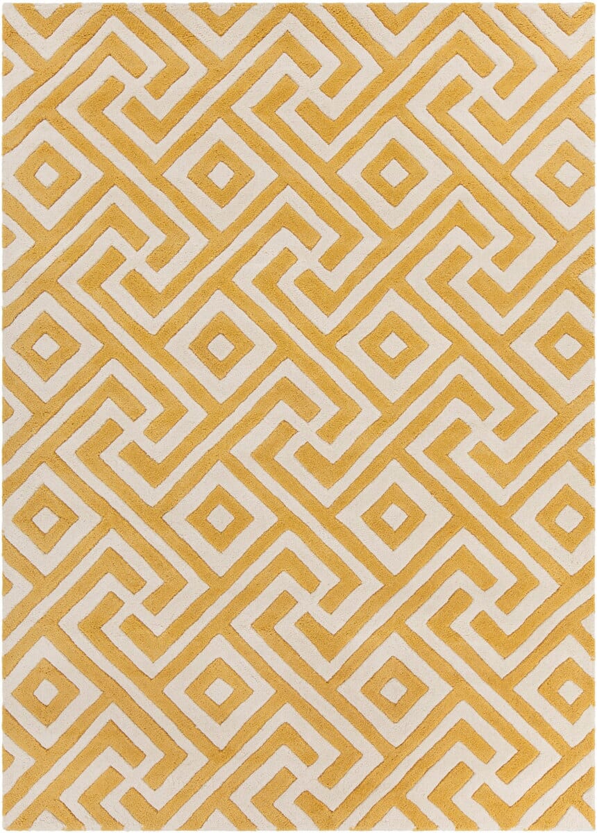 Chandra Davin Dav-25847 Yellow / Cream Geometric Area Rug