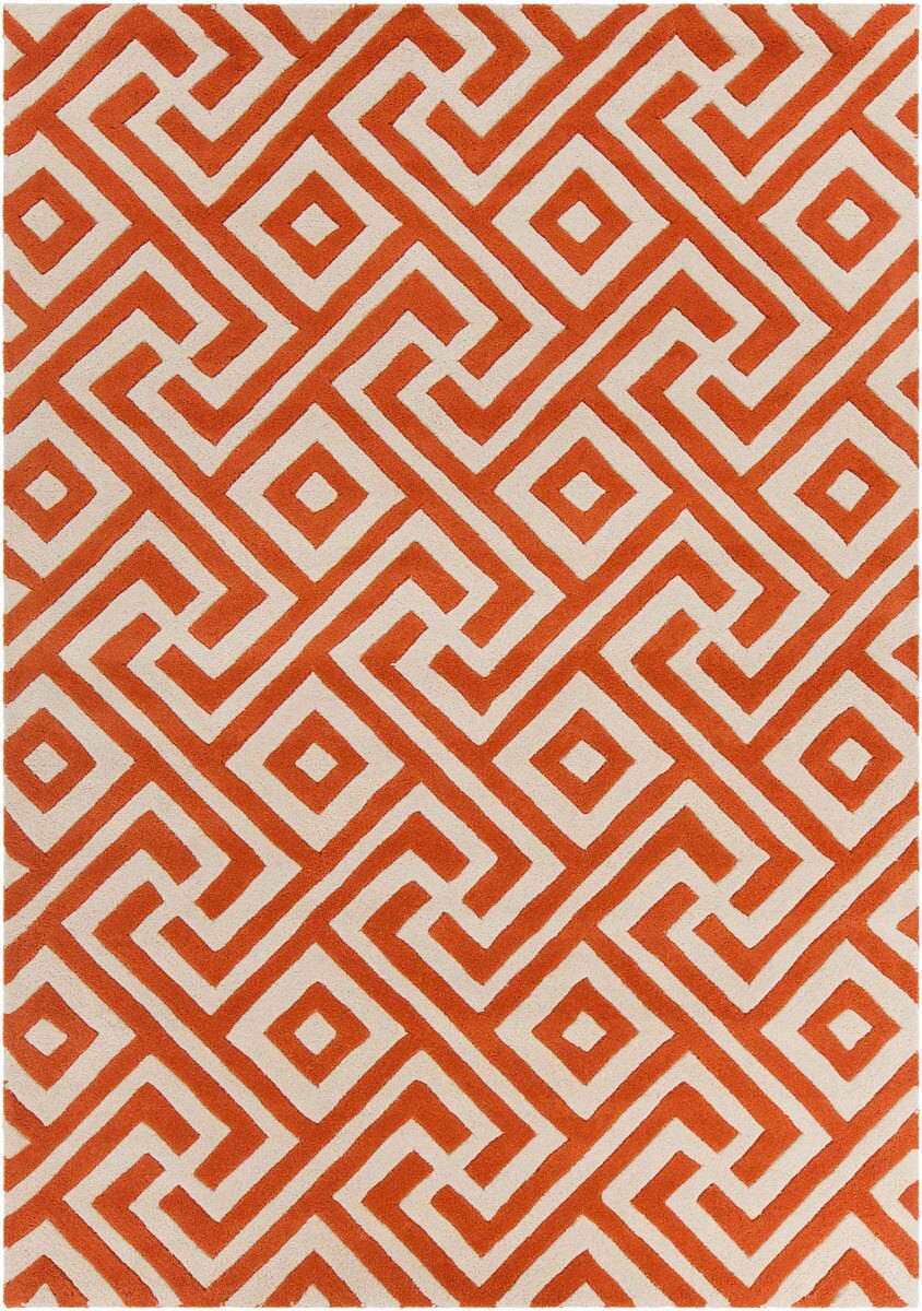 Chandra Davin Dav-25848 Orange / Cream Geometric Area Rug