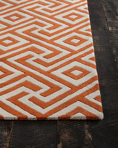 Chandra Davin Dav-25848 Orange / Cream Geometric Area Rug