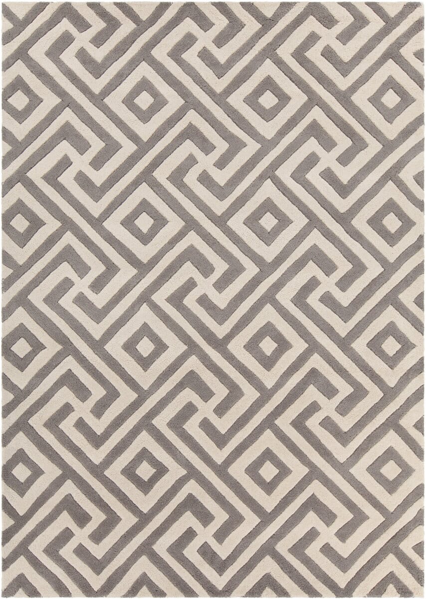 Chandra Davin Dav-25849 Grey / Cream Geometric Area Rug