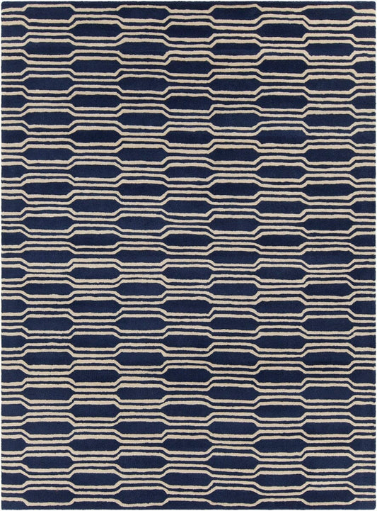 Chandra Davin Dav-25853 Blue / Cream Damask Area Rug