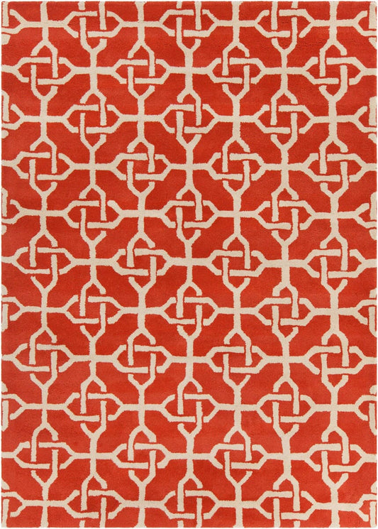 Chandra Davin Dav-25855 Orange / Cream Geometric Area Rug