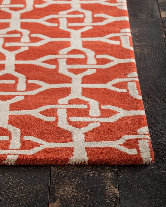 Chandra Davin Dav-25855 Orange / Cream Geometric Area Rug