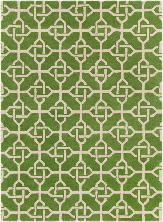 Chandra Davin Dav-25856 Green / Cream Geometric Area Rug