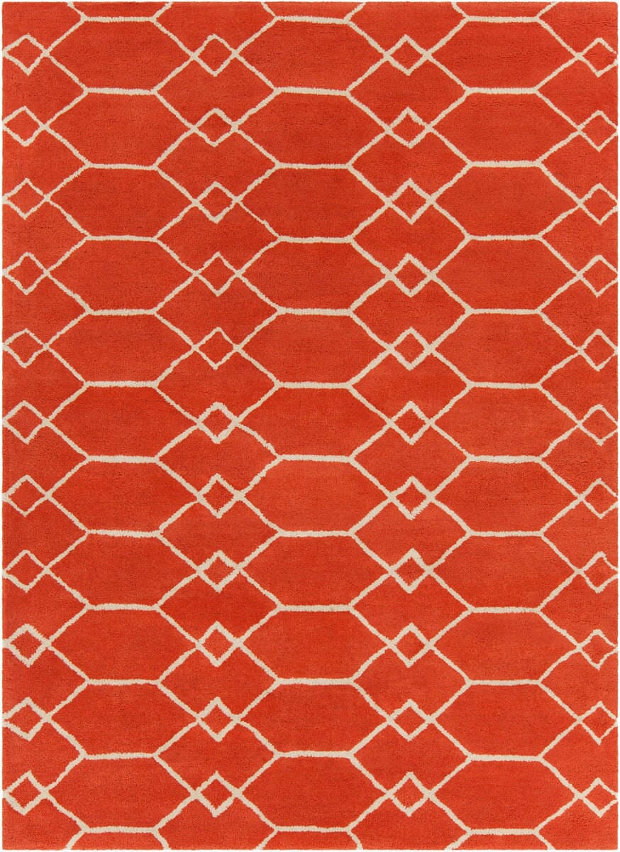 Chandra Davin Dav-25858 Orange / Cream Geometric Area Rug