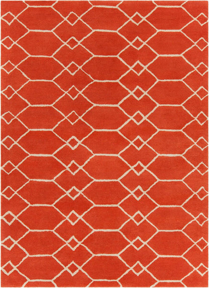 Chandra Davin Dav-25858 Orange / Cream Geometric Area Rug