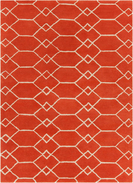 Chandra Davin Dav-25858 Orange / Cream Geometric Area Rug