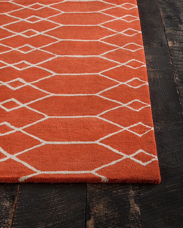 Chandra Davin Dav-25858 Orange / Cream Geometric Area Rug