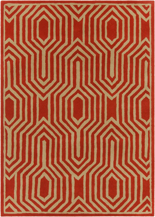 Chandra Davin Dav-25859 Orange / Cream Geometric Area Rug