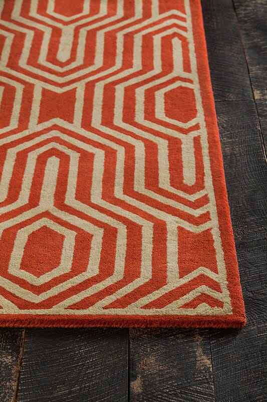 Chandra Davin Dav-25859 Orange / Cream Geometric Area Rug