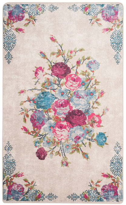 Safavieh Daytona Day115B Cream / Blue Floral / Country Area Rug