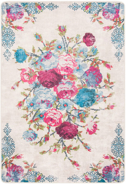 Safavieh Daytona Day115B Cream / Blue Floral / Country Area Rug