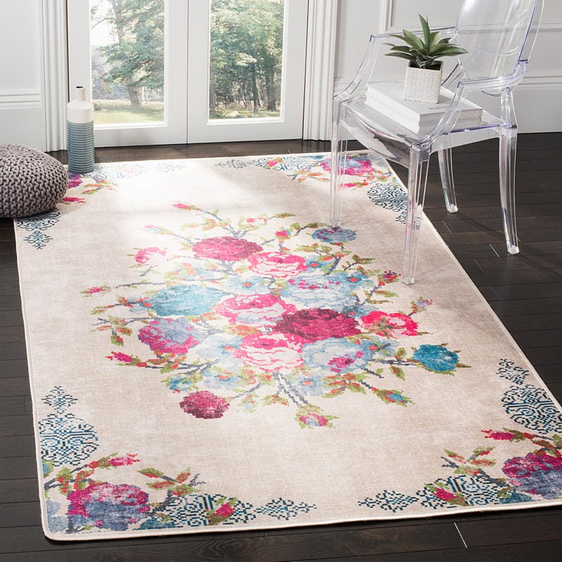 Safavieh Daytona Day115B Cream / Blue Floral / Country Area Rug