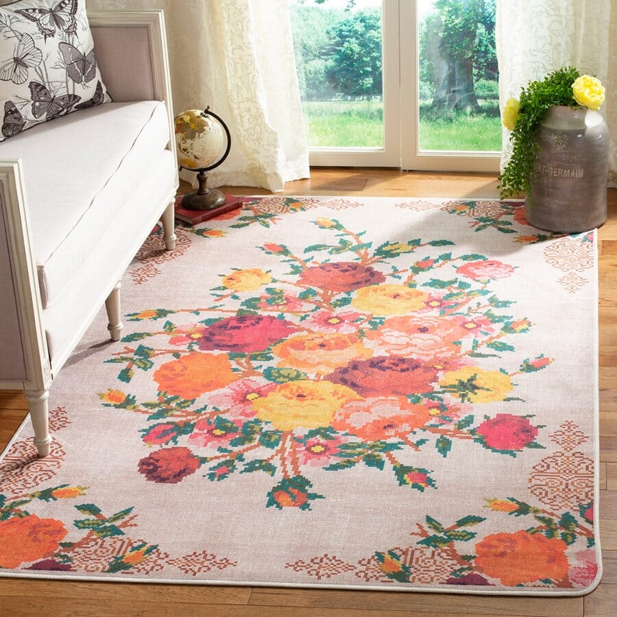 Safavieh Daytona Day115L Cream / Orange Floral / Country Area Rug