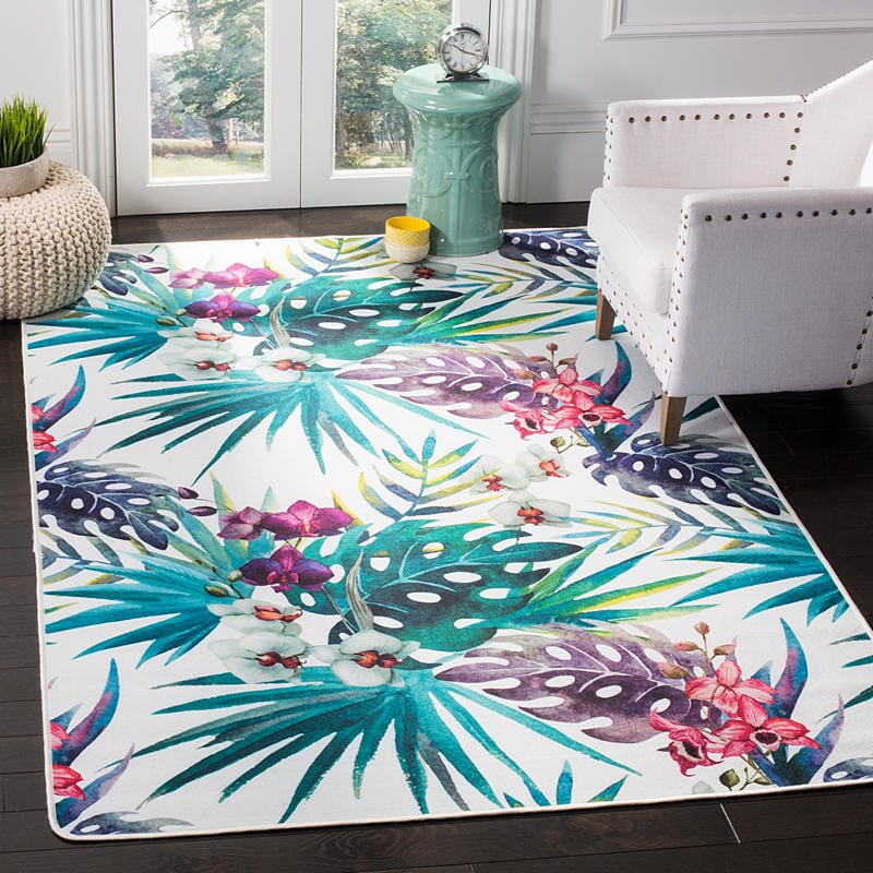 Safavieh Daytona Day117N Ivory / Green Tropical Area Rug