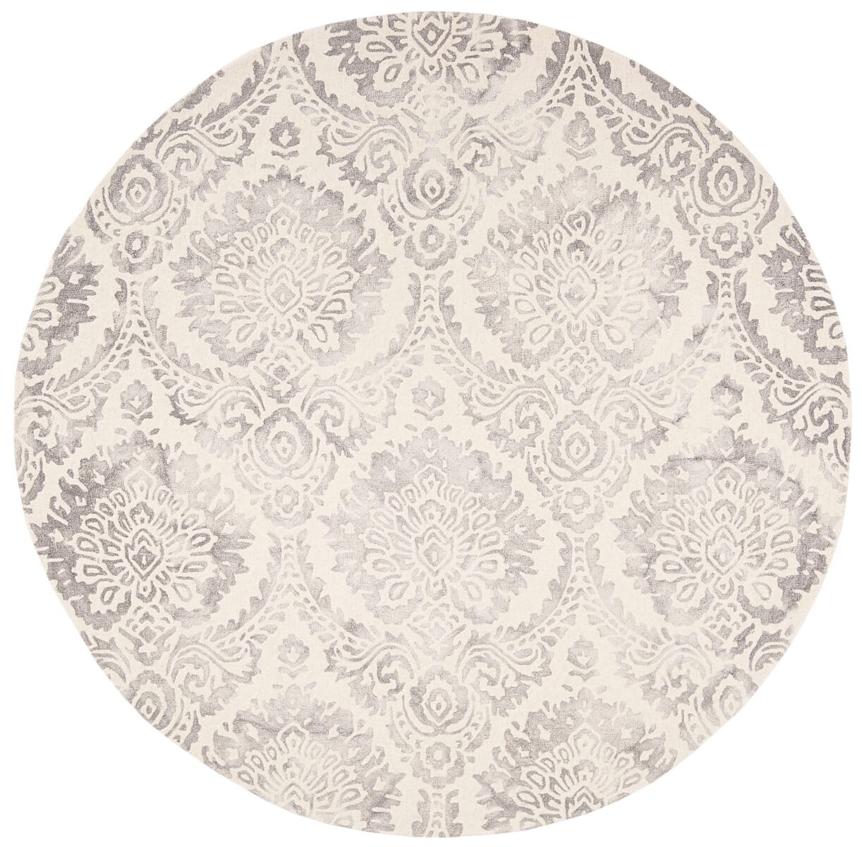 Safavieh Dip Dye Ddy210G Silver / Ivory Damask Area Rug