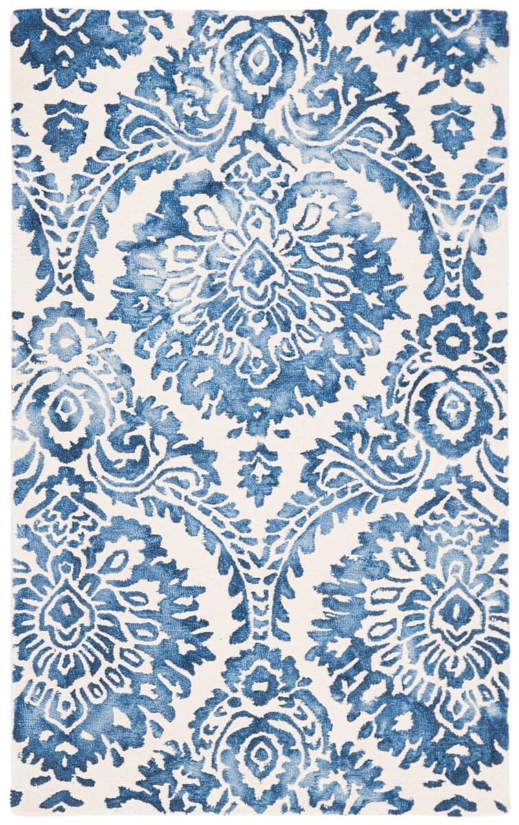 Safavieh Dip Dye Ddy210M Blue / Ivory Damask Area Rug