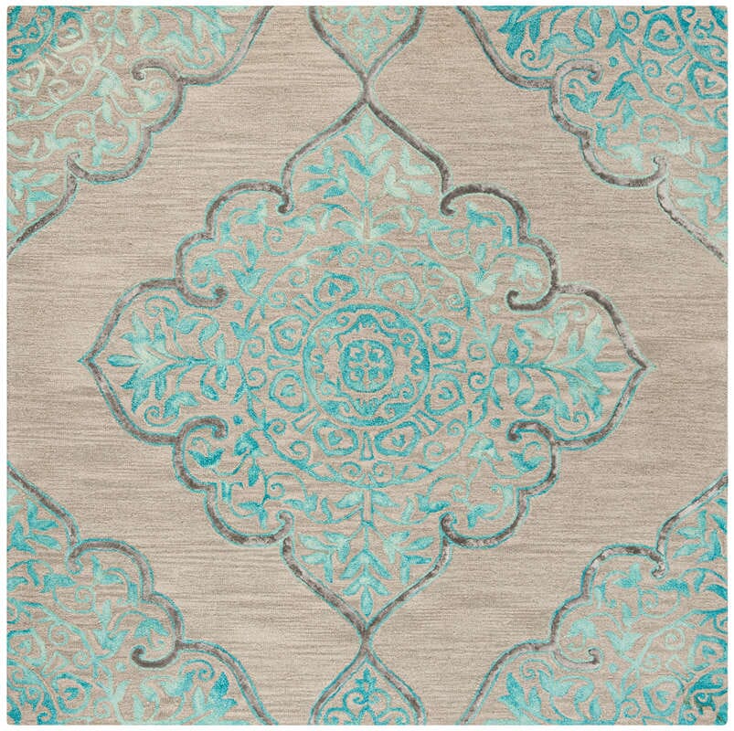 Safavieh Dip Dye Ddy510C Grey / Turquoise Area Rug