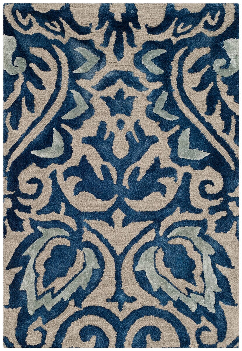 Safavieh Dip Dye Ddy511K Royal Blue / Beige Damask Area Rug