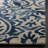 Safavieh Dip Dye Ddy511K Royal Blue / Beige Damask Area Rug