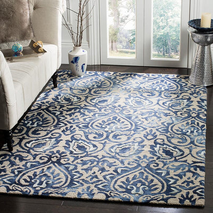 Safavieh Dip Dye Ddy511K Royal Blue / Beige Damask Area Rug