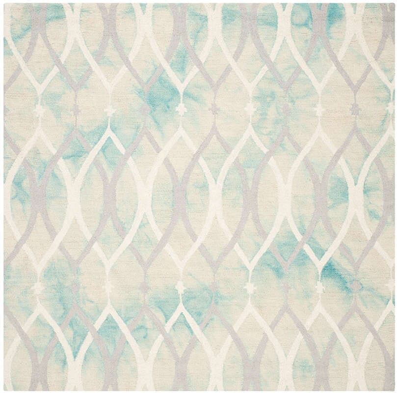 Safavieh Dip Dyed Ddy534Q Green / Ivory Grey Geometric Area Rug