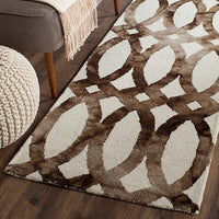 Safavieh Dip Dyed Ddy675E Ivory / Chocolate Geometric Area Rug