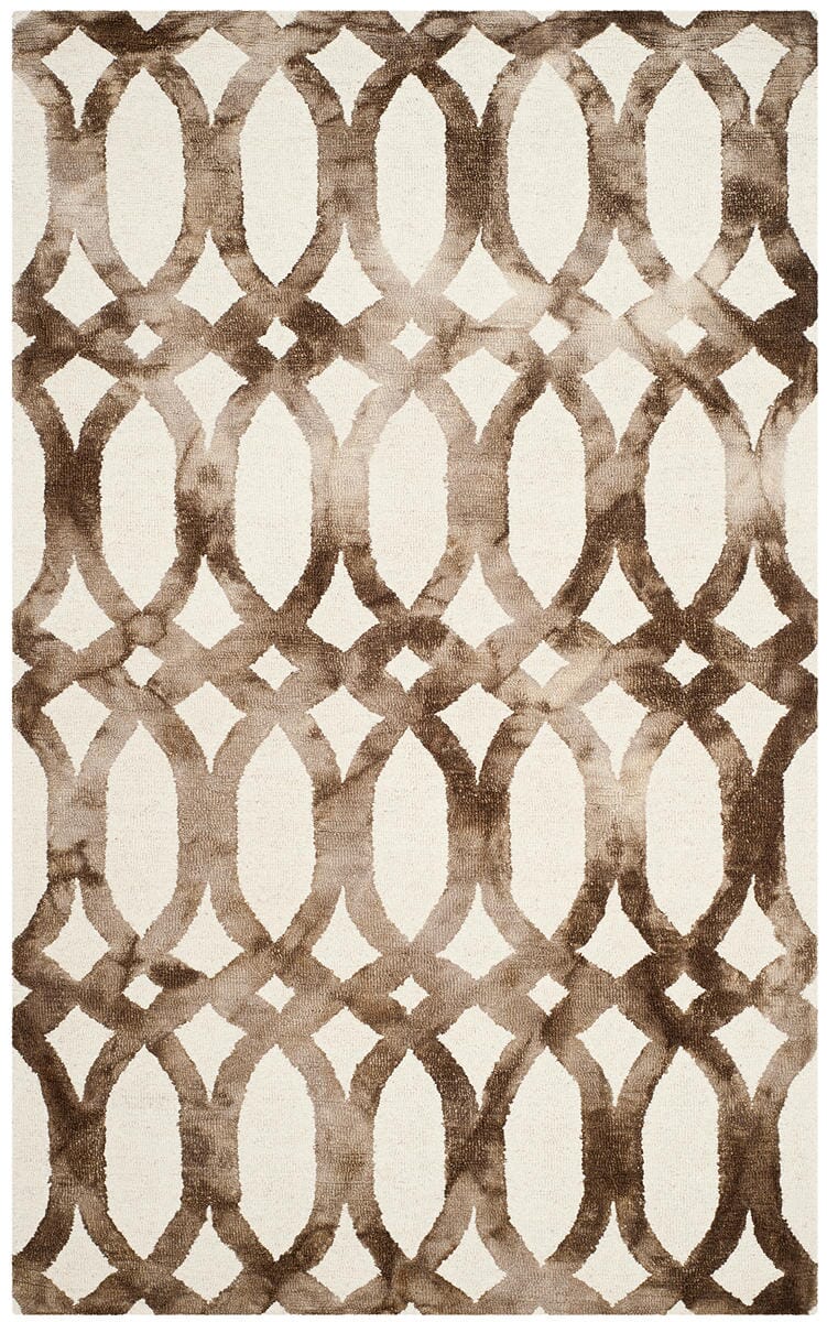 Safavieh Dip Dyed Ddy675E Ivory / Chocolate Geometric Area Rug