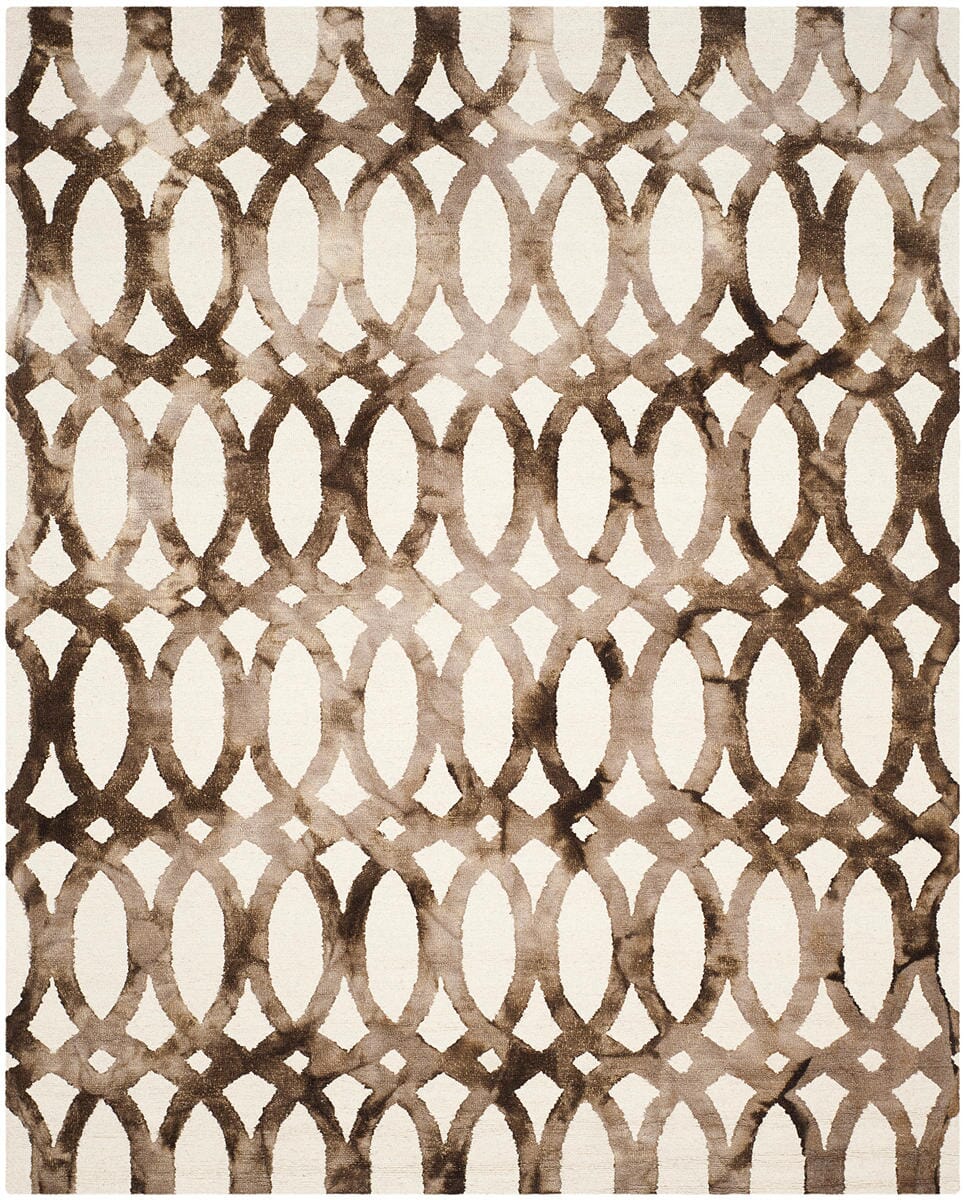 Safavieh Dip Dyed Ddy675E Ivory / Chocolate Geometric Area Rug