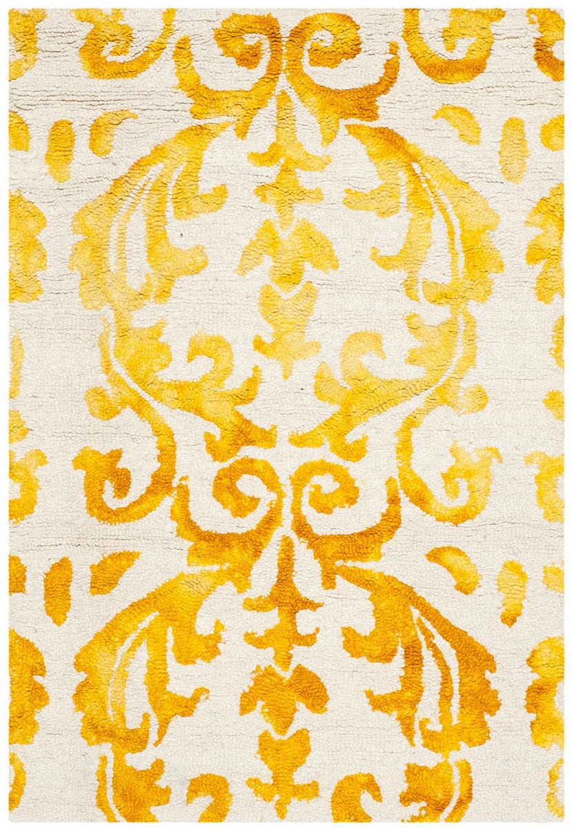 Safavieh Dip Dye Ddy689A Ivory / Gold Damask Area Rug