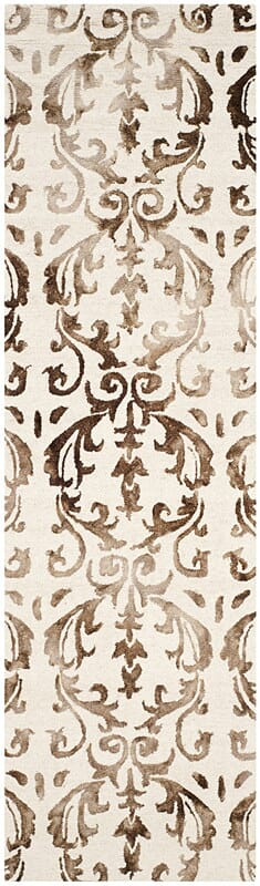 Safavieh Dip Dye Ddy689B Ivory / Chocolate Damask Area Rug