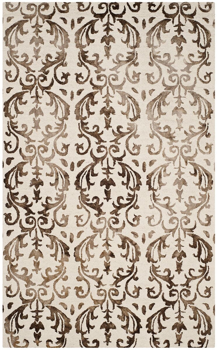 Safavieh Dip Dye Ddy689B Ivory / Chocolate Damask Area Rug