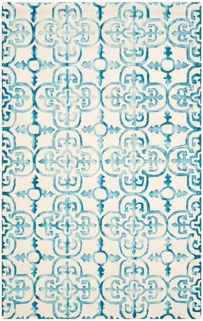 Safavieh Dip Dye Ddy711H Ivory / Turquoise Damask Area Rug