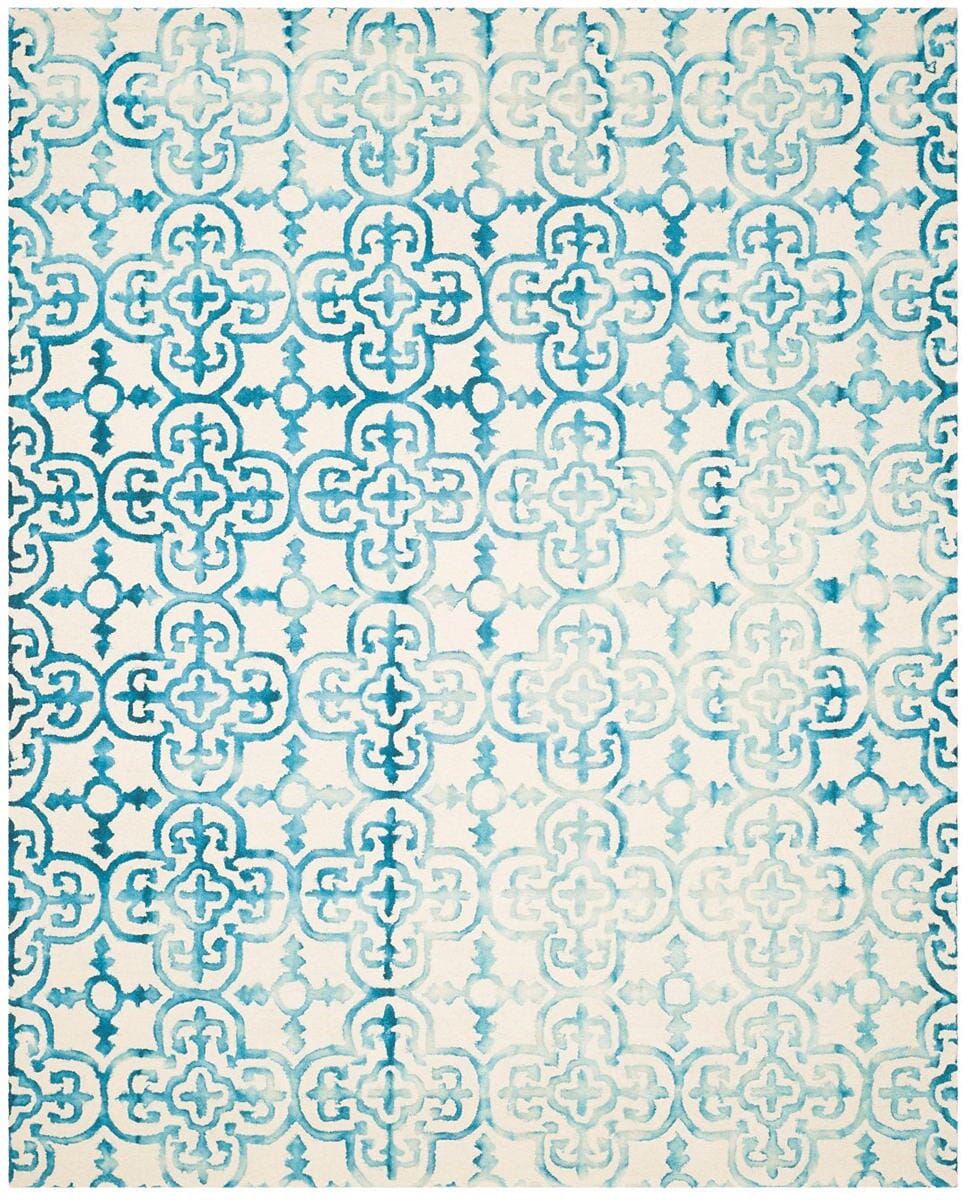 Safavieh Dip Dye Ddy711H Ivory / Turquoise Damask Area Rug