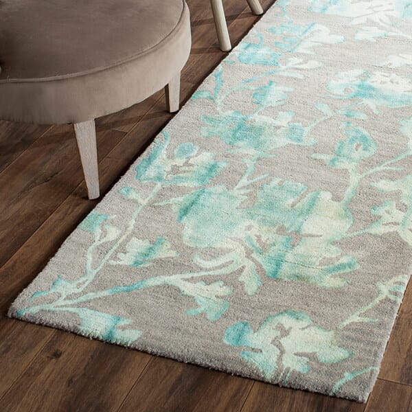 Safavieh Dip Dyed Ddy716L Grey / Turquoise Floral / Country Area Rug