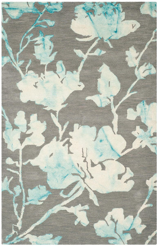 Safavieh Dip Dyed Ddy716L Grey / Turquoise Floral / Country Area Rug