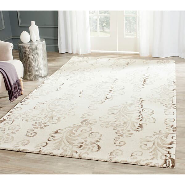 Safavieh Dip Dyed Ddy718E Ivory / Taupe Damask Area Rug