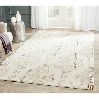 Safavieh Dip Dyed Ddy718E Ivory / Taupe Damask Area Rug