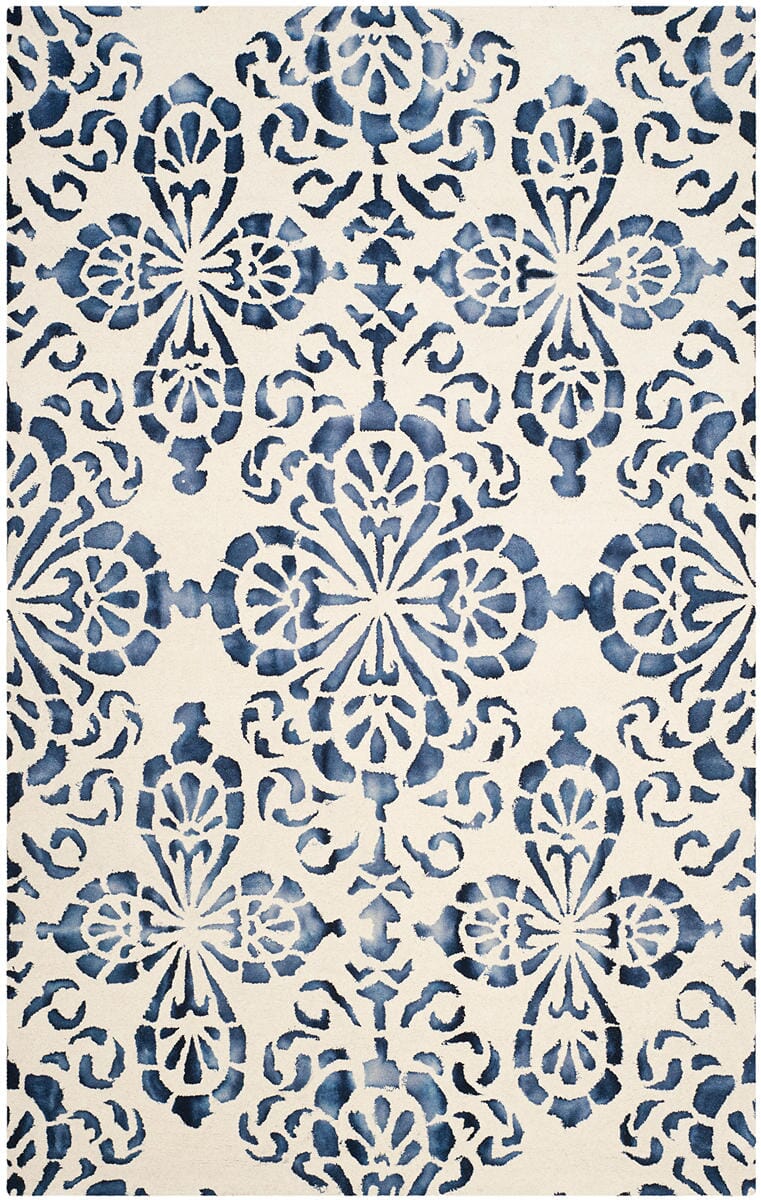 Safavieh Dip Dyed Ddy719P Ivory / Navy Damask Area Rug