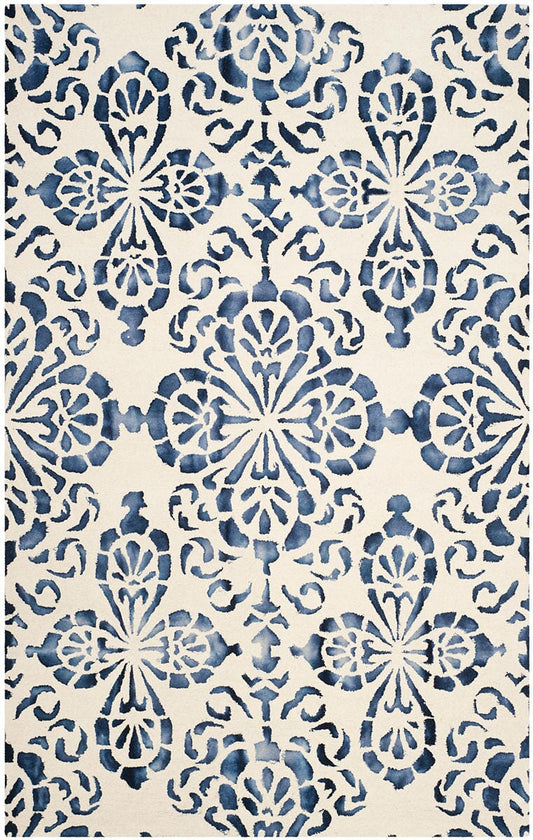 Safavieh Dip Dyed Ddy719P Ivory / Navy Damask Area Rug