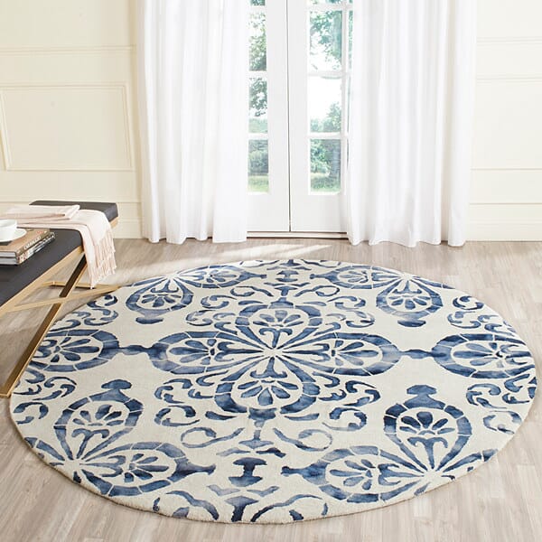 Safavieh Dip Dyed Ddy719P Ivory / Navy Damask Area Rug