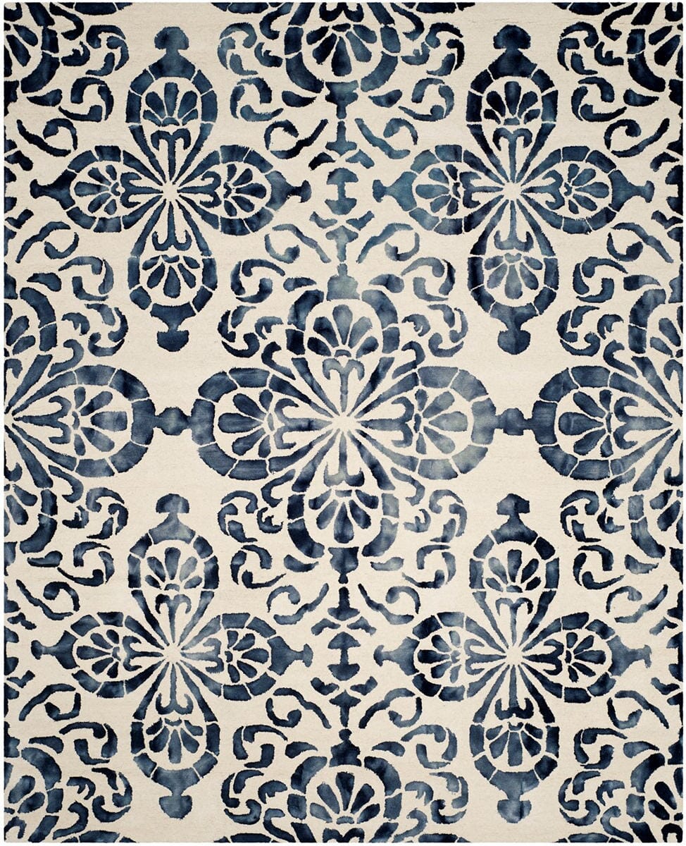 Safavieh Dip Dyed Ddy719P Ivory / Navy Damask Area Rug