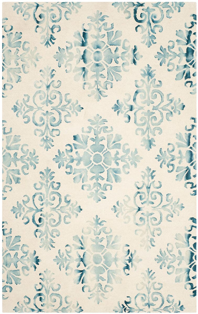 Safavieh Dip Dye Ddy720Q Ivory / Light Blue Damask Area Rug