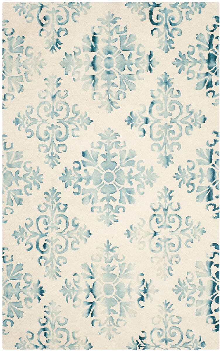 Safavieh Dip Dye Ddy720Q Ivory / Light Blue Damask Area Rug