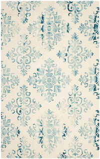 Safavieh Dip Dye Ddy720Q Ivory / Light Blue Damask Area Rug